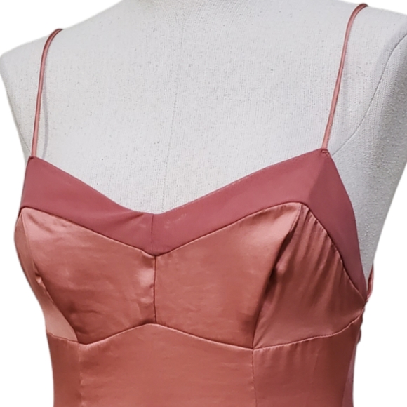 Free People X Intimately FP City Cool Satin & Mesh Midi Slip Dress Canyon Clay S - Picture 9 of 15